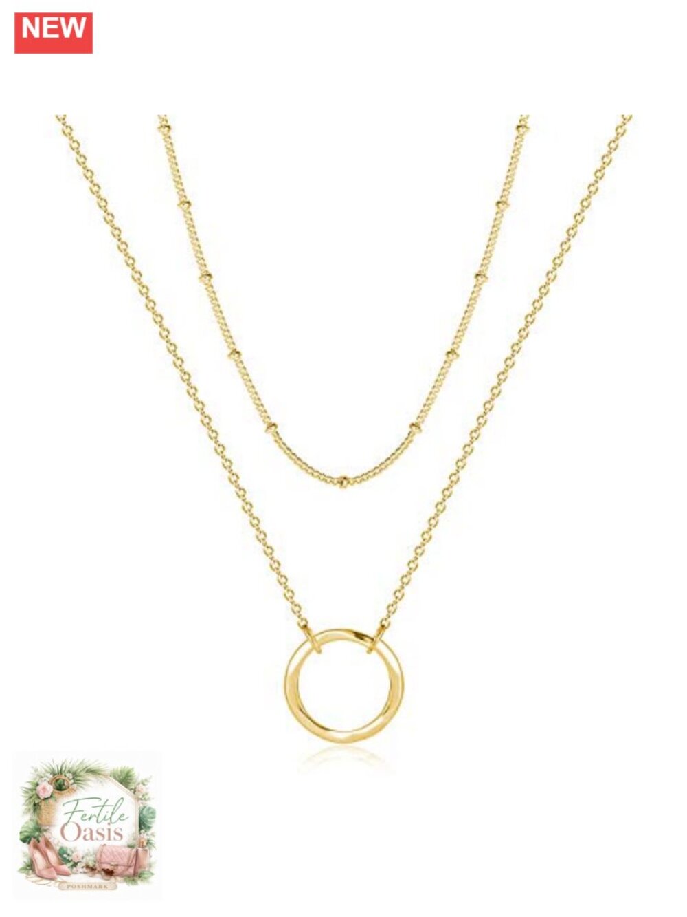 14K Gold Plated Layered Coin Karma Circle Choker Necklace for Women